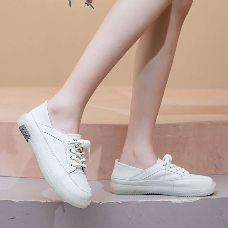 Leather Surface White for Women Soft Sole 2025 Summer Autumn German Training Flat Casual Non-Slip Slip-On Breathable Single Shoes