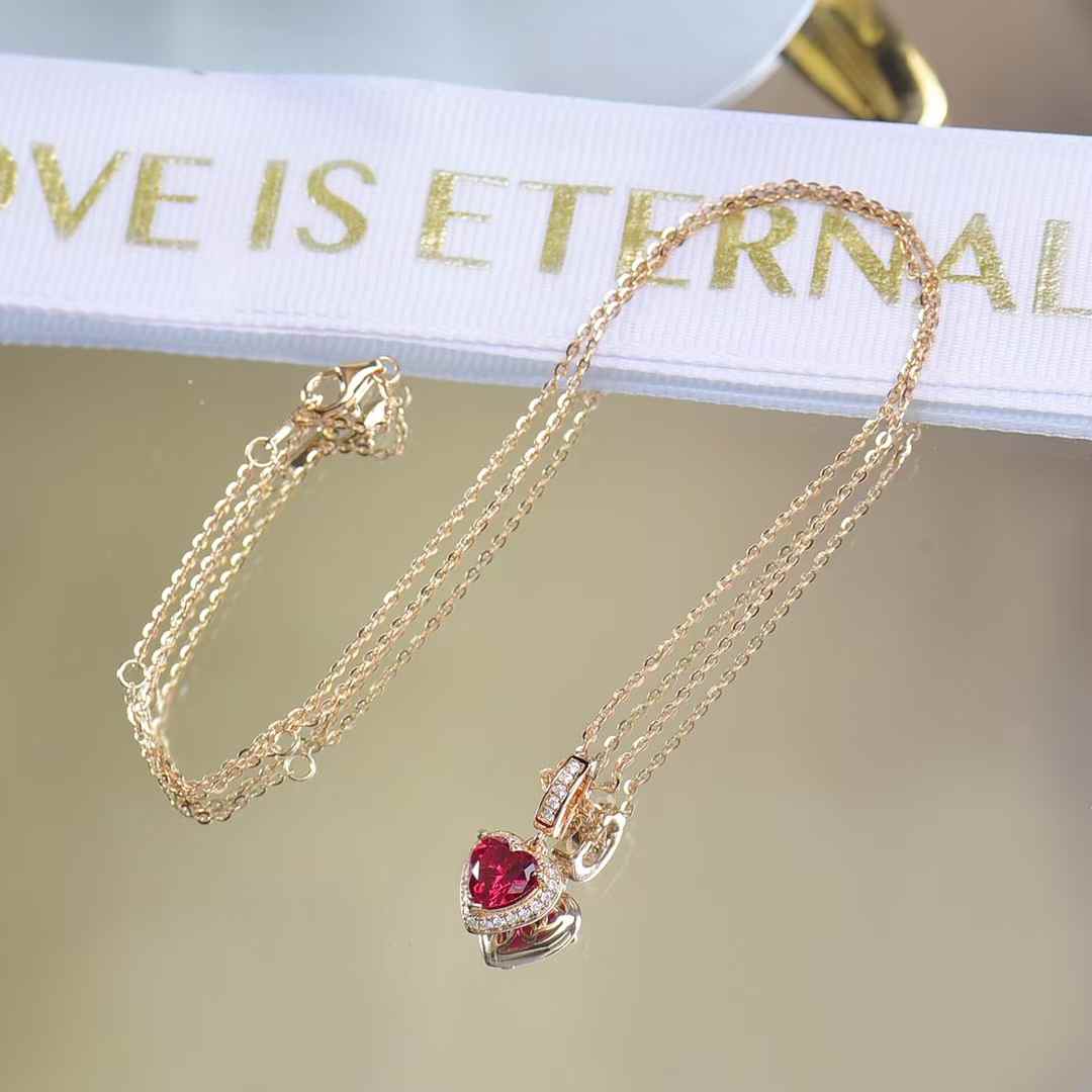 Sparkling Heart Ruby Pendant Necklace Perfect for Adding a Touch of Romance to Your Look Ideal for Expressing Love on Anniversaries Birthdays