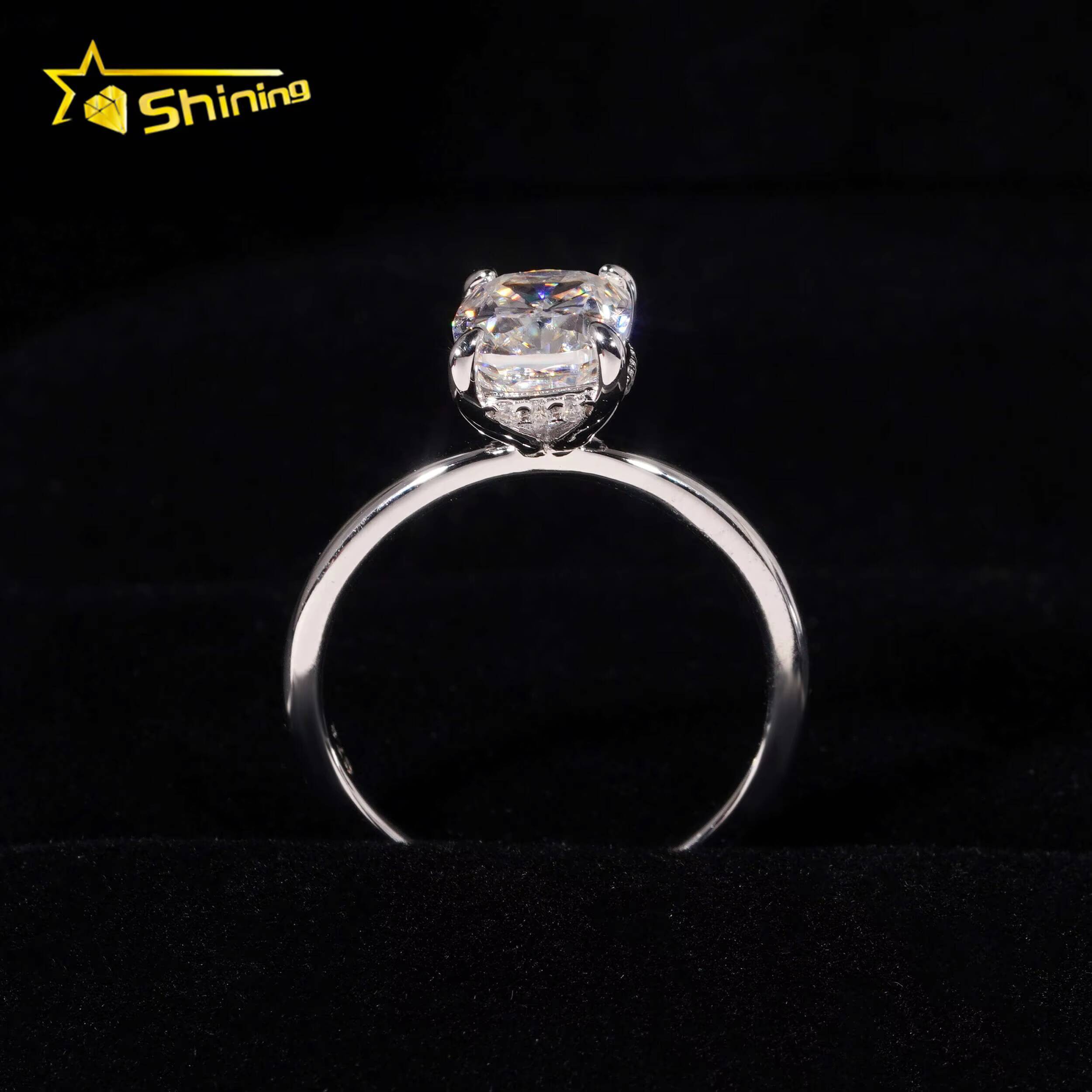 Fashion Women Jewelry Cushion Cut 3ct Moissanite Wedding Band 925 Sterling Silver Gold Plated Halo Set Engagement Womens Rings