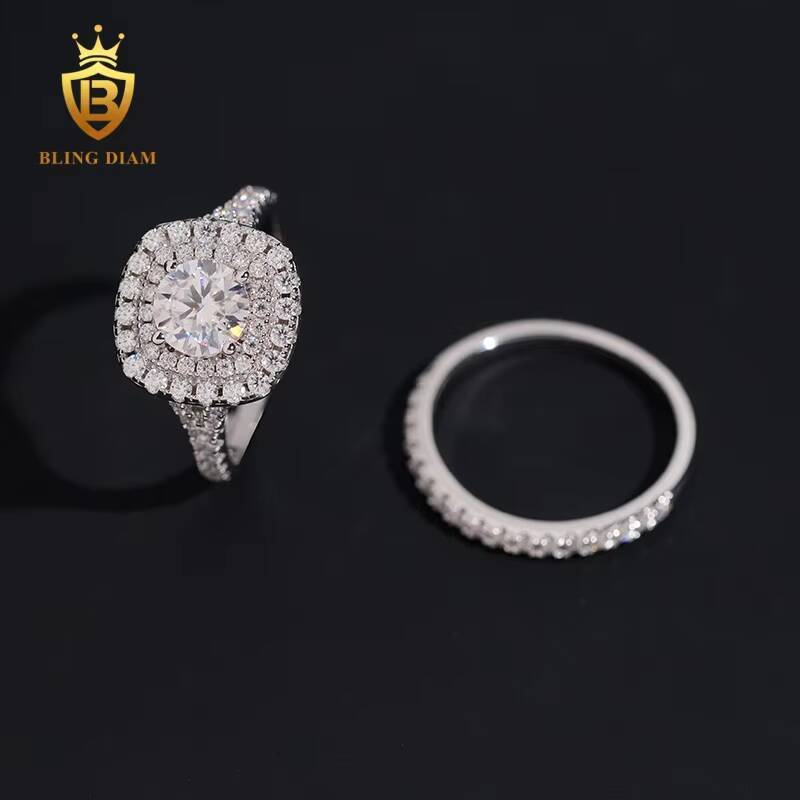 New Fashion Jewelry GRA Certificate S925 Sterling Silver Ring VVS Moissanite Diamond Engagement Ring