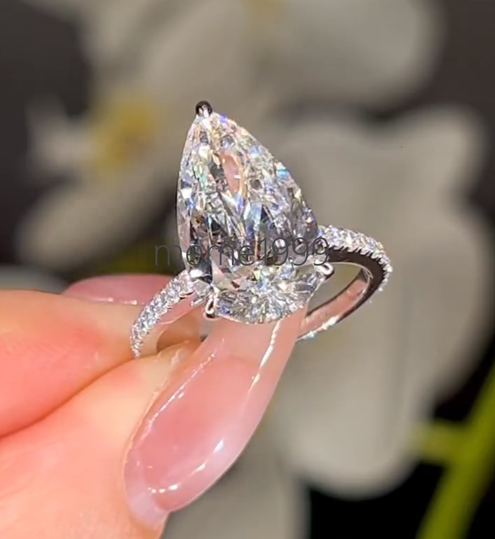 Luxury 10K 14K 18K White Gold CVD Lab Grown Diamond 5CT IGI Certificated Pear Cut Women Engagement Wedding Ring