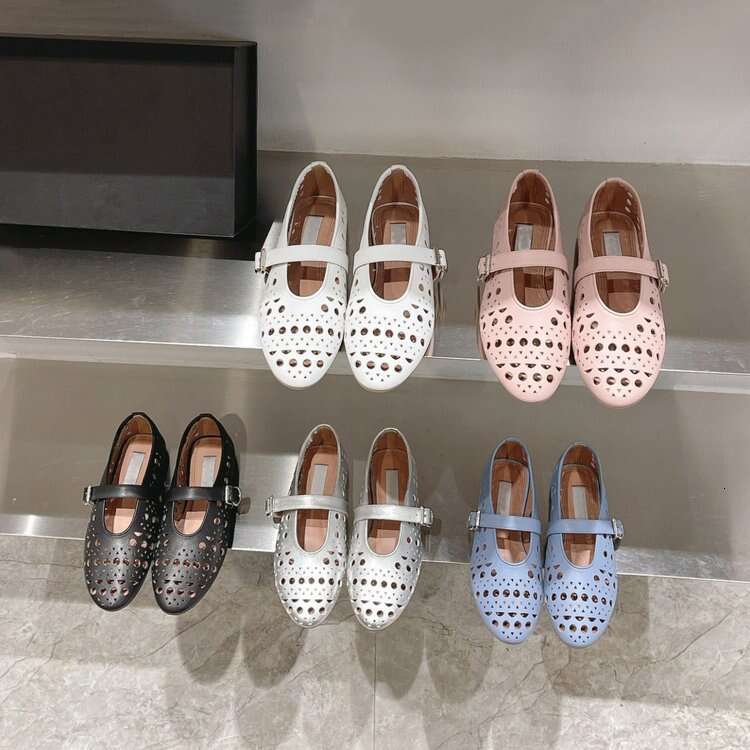 Round Toe Strap Flat Ballet Fashion Casual Single Shoes 2025 Summer New Hollow Breathable