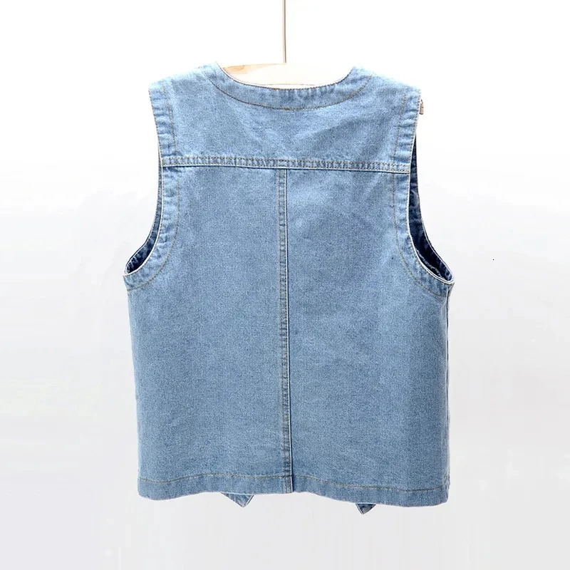 Spring Summer Korean Short Denim Vest Women Vintage Black Sleeveless Jacket Casual Jeans Vests Female Waistcoat Chaleco Mujer 250815