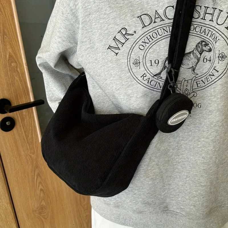 Combination bag corduroy womens shoulder bag adjustable shoulder strap large capacity suitable for commuting and shopping Y250819