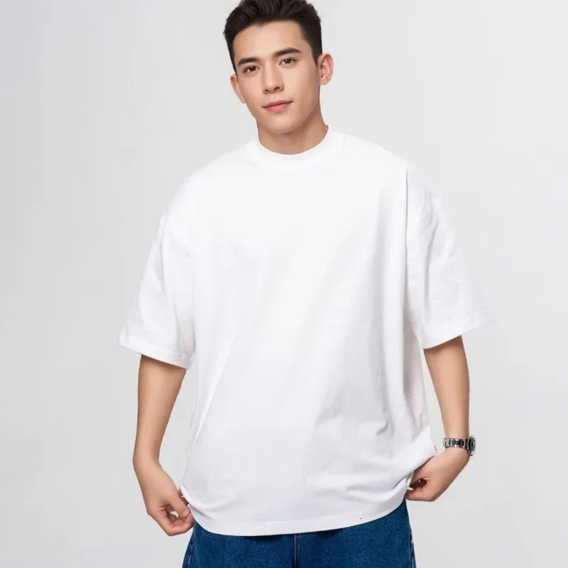 Heavy Wight 425 grams Men T Shirt Cotton Half Sleeve Brathable High Qaulity Round Neck Basic Tops Men Summer TShirt 250811