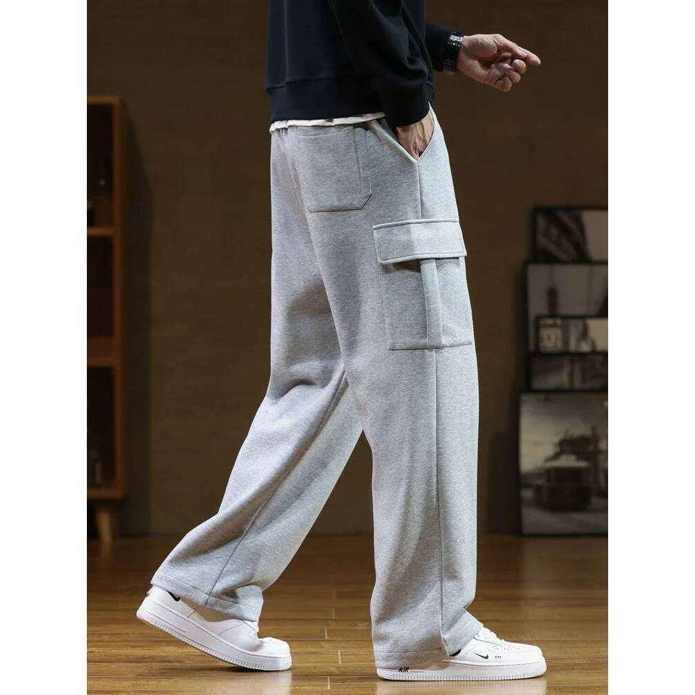 2023 Autumn New Sweatpants Men Multi-Pockets Drawstring Cotton Casual Track Pant Male Loose Straight Trousers Large Size 8XL