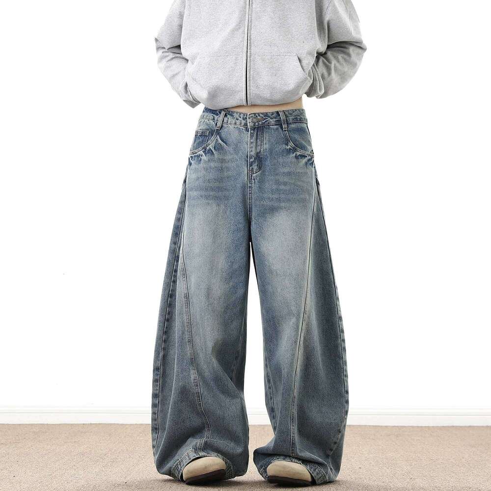 Wide Leg Denim Pants Male Loose Cowboy Mopping Trousers baggy Men's Jeans Fashion Handsome Washed Streetwear Casual