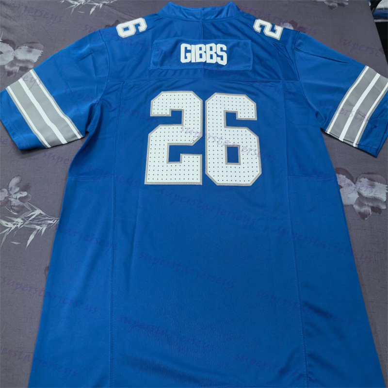 custom 0 Gibbs 2025 Football Jersey 14 Amon-Ra St. Brown Jahmyr Jack Campbell Barry Sanders Jared Goff Jeff Okudah Johnson Hot Sale