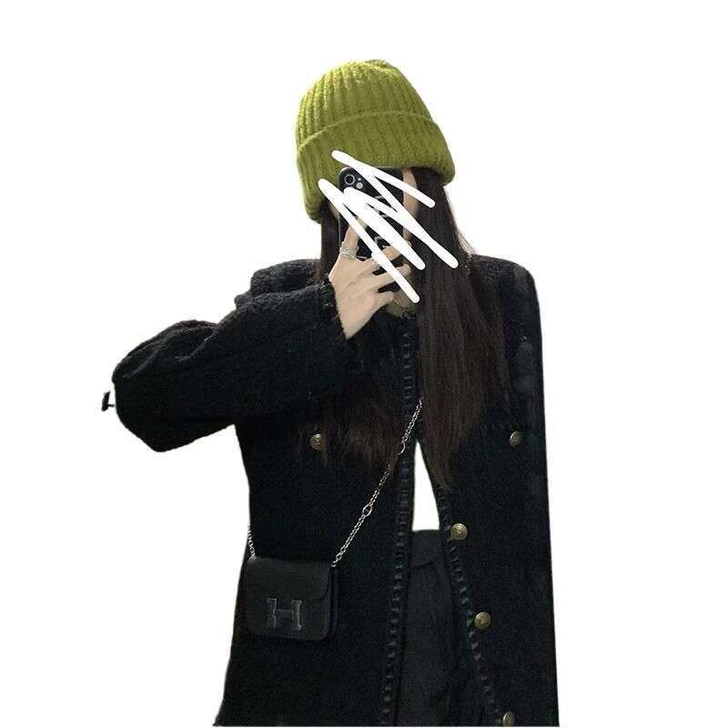 Black small fragrant style jacket for women's autumn and winter new Korean version niche design temperament top