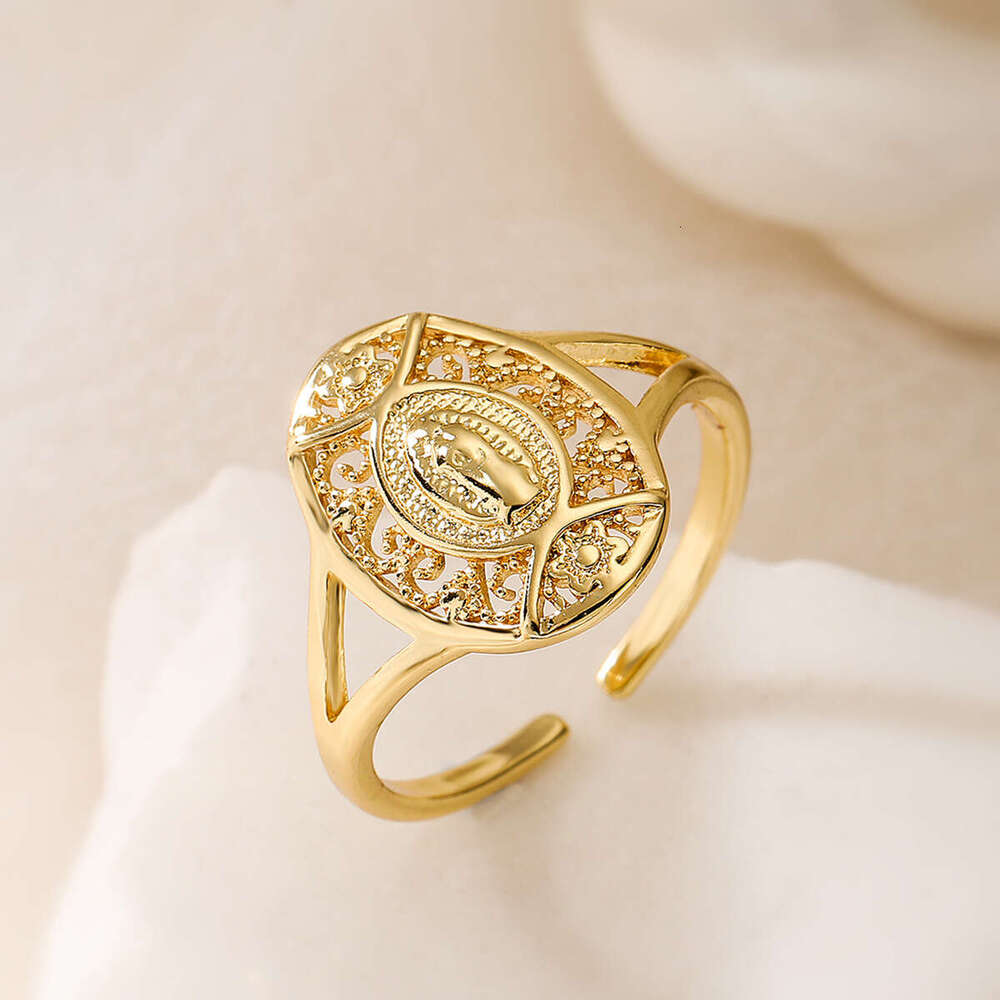 Simple Luxury Copper Gold-Plated Zircon Heart Geometric Designer Open for Women, Niche Ring