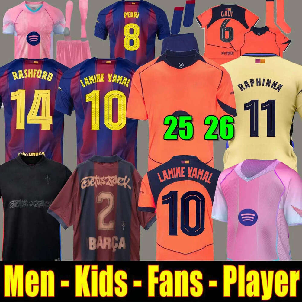 2025 2026 LAMINE YAMAL RAPHINHA soccer jerseys 25 26 Edition FERRAN BARCALONA GAVI ERIC LEWANDOWSKI PEDRI CUBARSI Cactus Jack KOUNDE kids kit socks football shirt