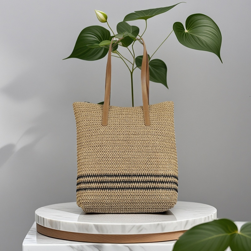 2025 Autumn Leisure French Large Capacity Woven Bag Beach Straw Bag Single Shoulder Underarm Handbag Women's Crossbody Bag Designer Bag Women