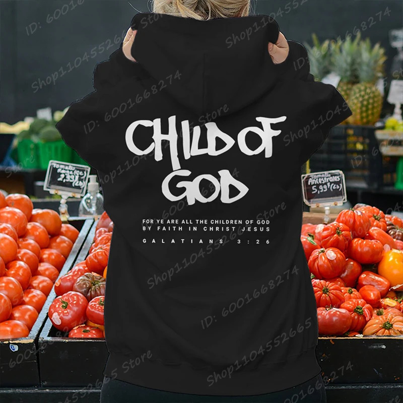 I Am A God Child Letter Print Hoodies Christian Sweatshirts Hooded Pullover Pray The Lord Sweatshirt Womens Clothing 250818