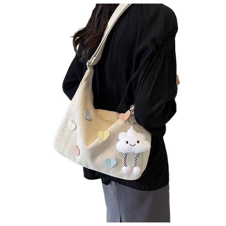 Canvas for Women 2025 New Trendy Autumn Winter Simple Versatile Large Capacity Shoulder Casual Commuting Crossbody Dumpling Bag