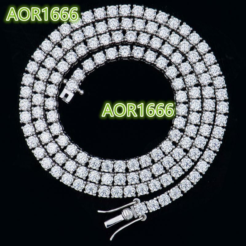 High Quality 925 Sterling Silver Round Shape 3MM Moissanite Diamond Super White Tennis Chain for Men