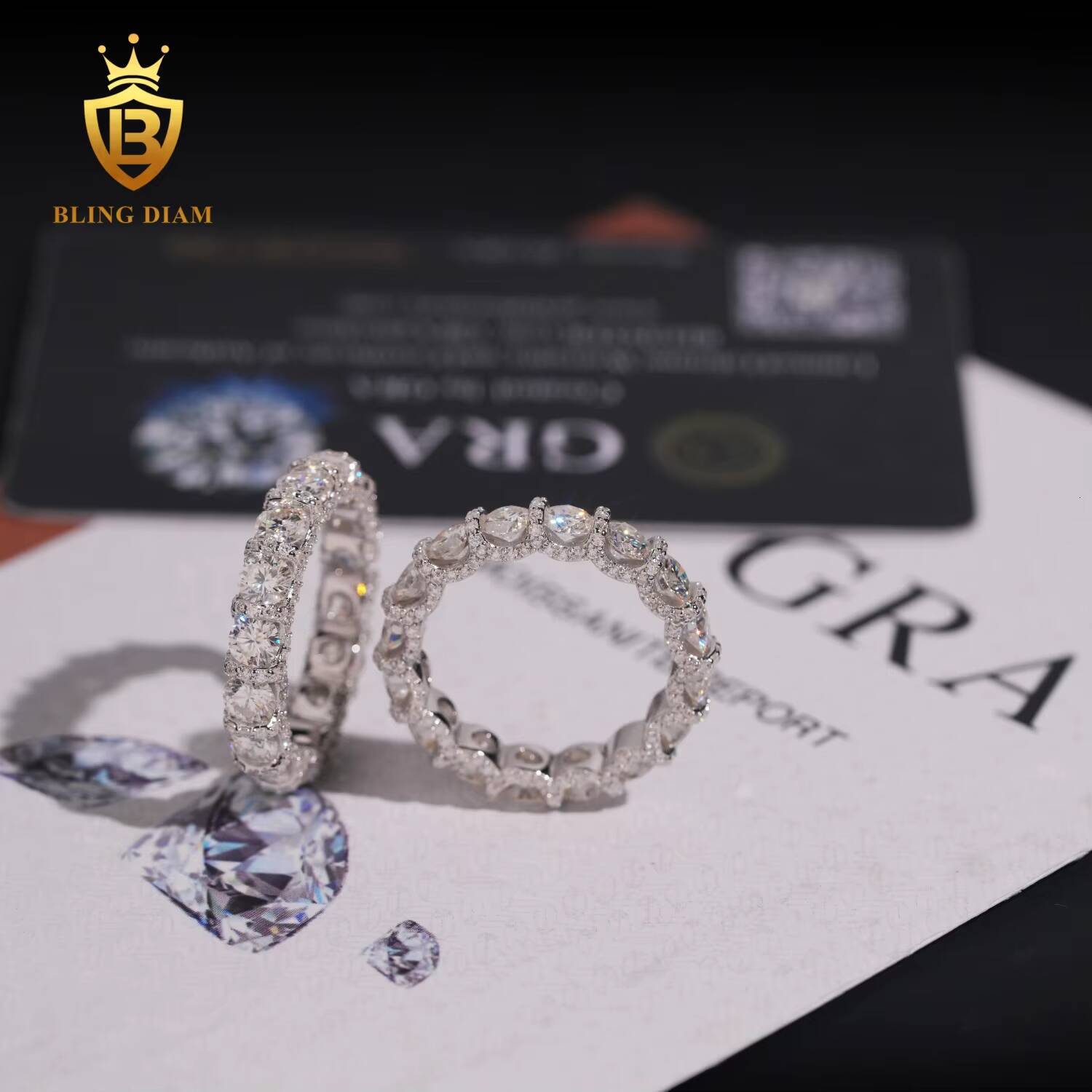 New Arrivals Moissanite Diamond 925 Sterling Silver Iced Out Engagement Rings Hoop Ring Round Cut Diamond Ring