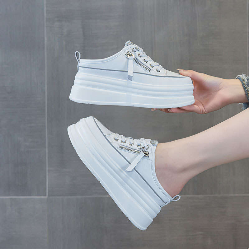 2025 Casual Hollow Out Rocking Platform Shoes Internet Celebrity Spring Fashion Half-Slip Height Increasing Summer High Heels