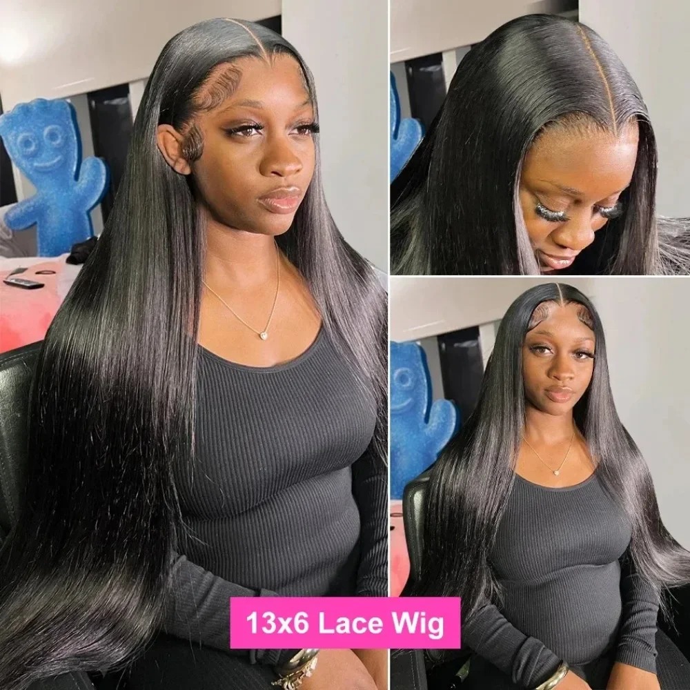 Wear and Go HD Lace Closure Wig 180% Density Hd Transparent Lace Straight Human Hair Wigs Pre-cut Lace Pre-Plucked Bleached Knots Ready to Wear 24 Inc