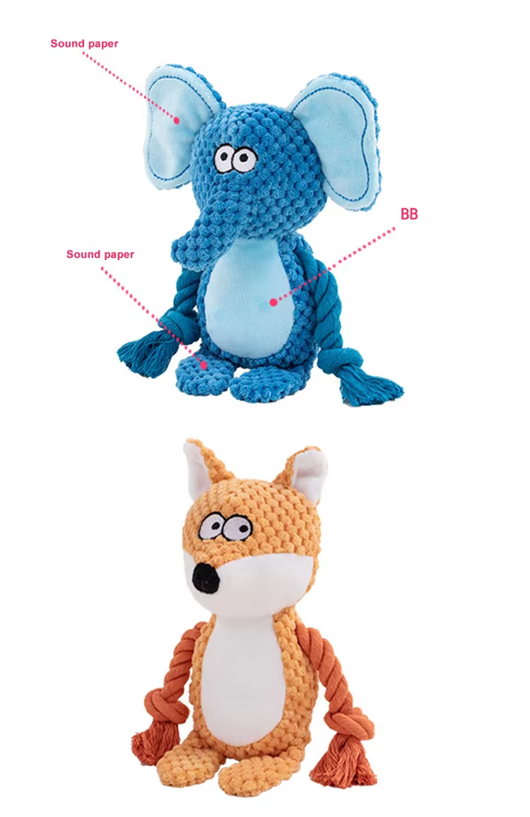 Squeaky Dog Chew Toys Stuffed Animal Sound Pet Plush Toy for Puppy Teeth Clean Interactive Funny Indestructable Dog Toys