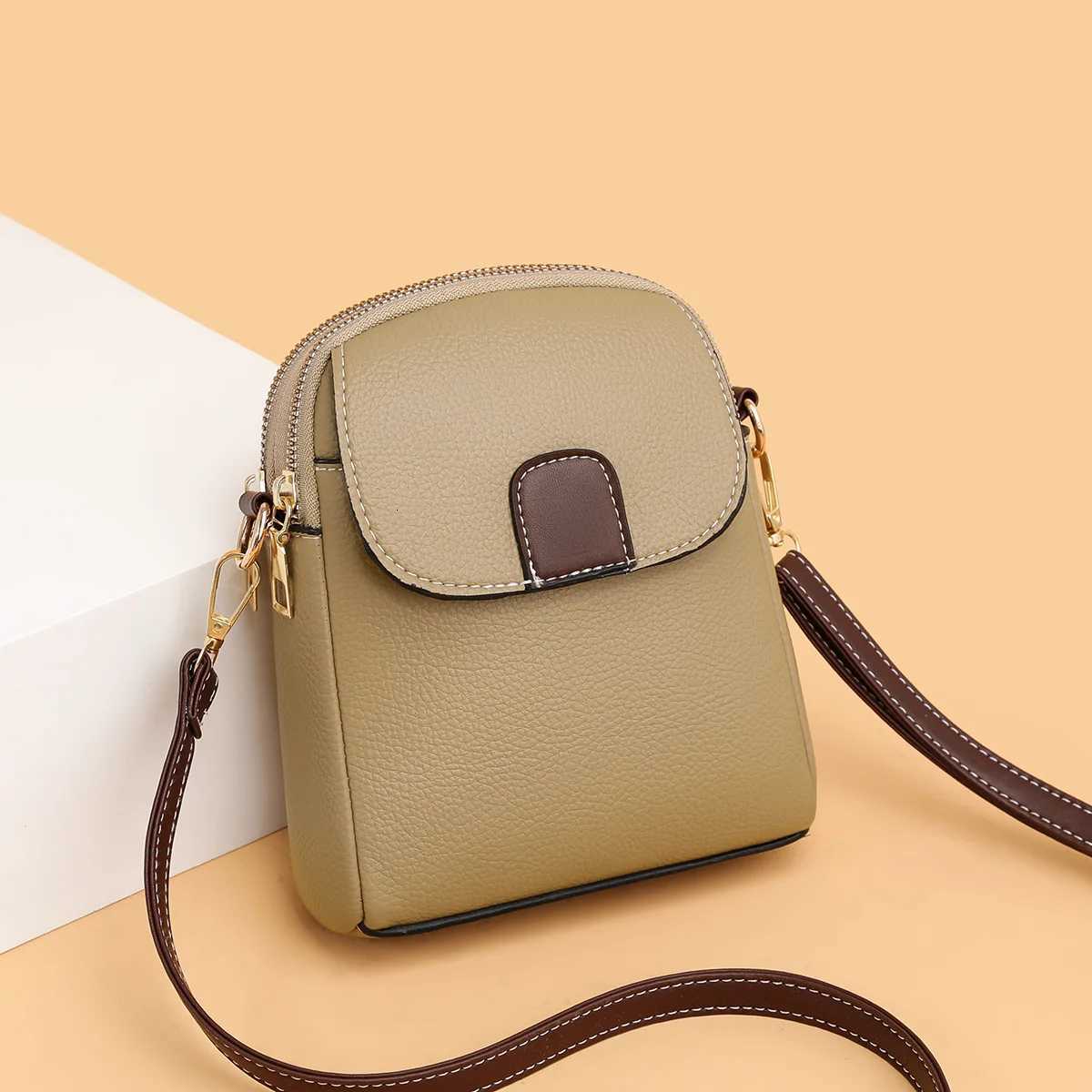 2025 Womens Soft Leather Phone Crossbody Bag - European Chic Small Square Shoulder Purse Trendy Hands-Free Mini Messenger Y250819