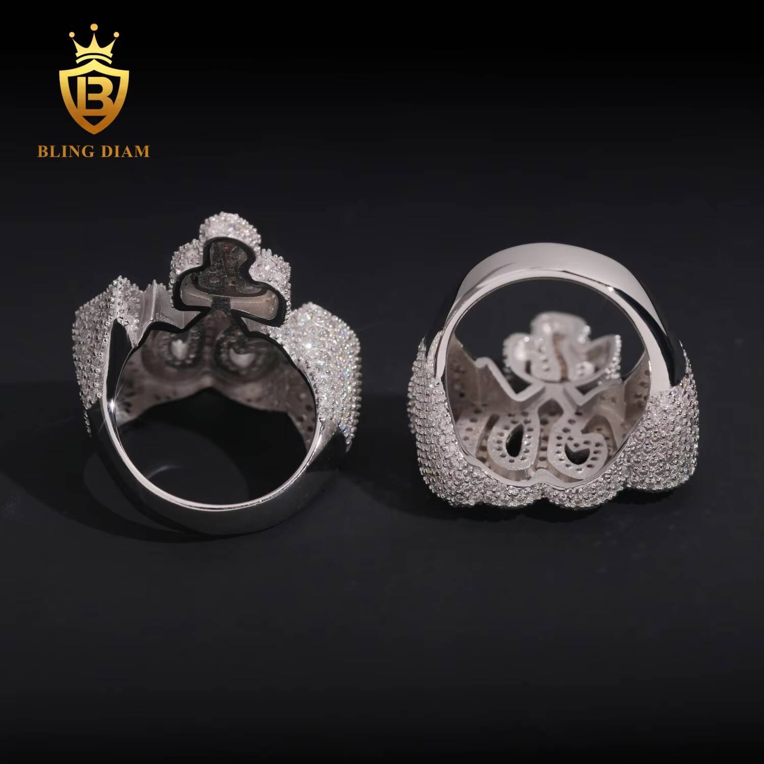 GRA Certificate Fine Jewelry Iced Out Hip Hop Jewelry 925 Sterling Silver Diamond Custom Moissanite Ring Allah Ring