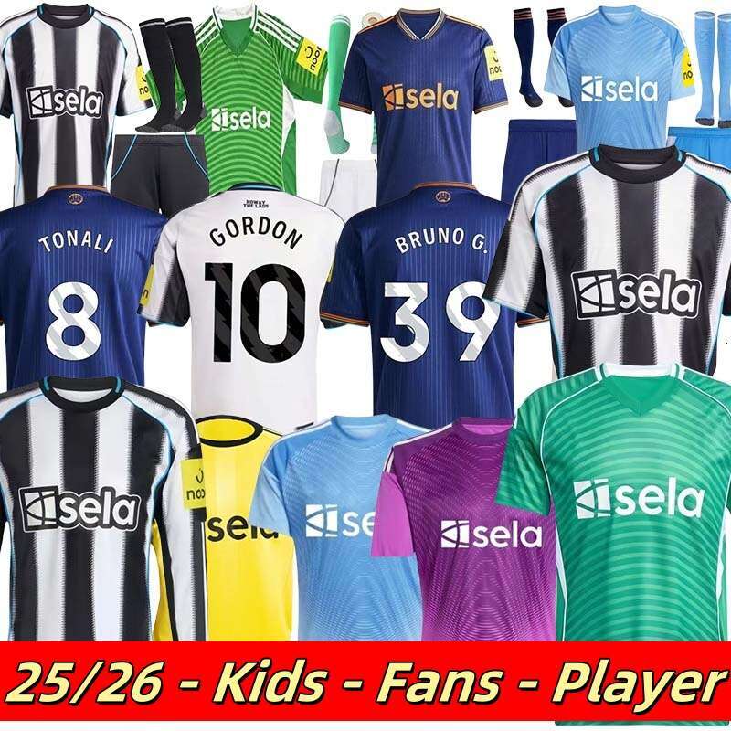 newcastled unite 25 26 Soccer Jerseys TONALI NEWCASTL E 2025 2026 HOME away men kid kit ELANGA BARNES BRUNO G. Gordon ISAK Football shirts goalkeeper Sports uniform