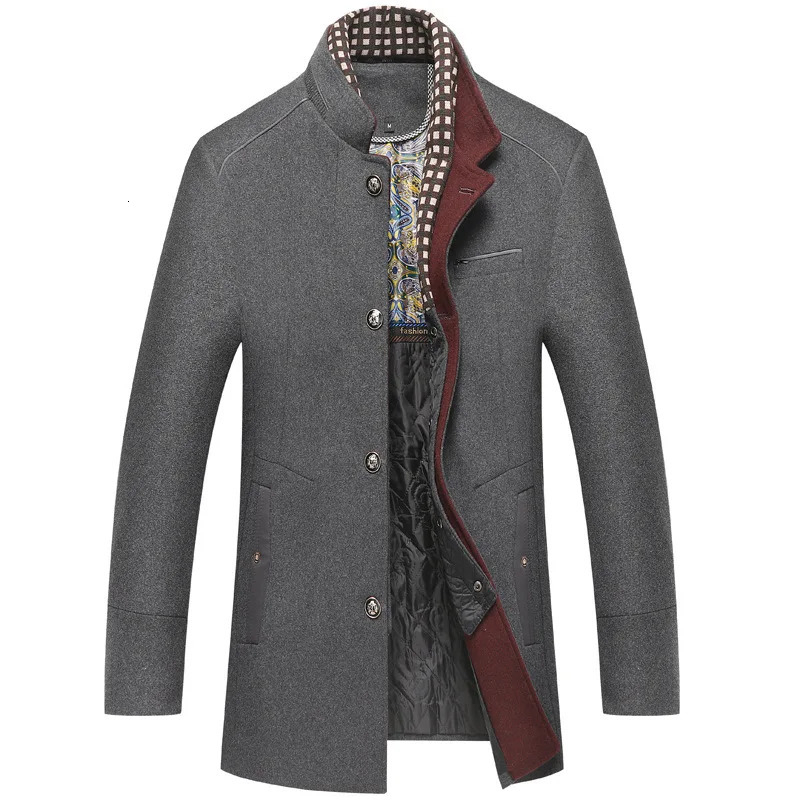 In Stock Mens Wool Woolen Thick Scarf Collar Top Coats for Men Clothing Winter Jacket Overcoat Englang Style 250820