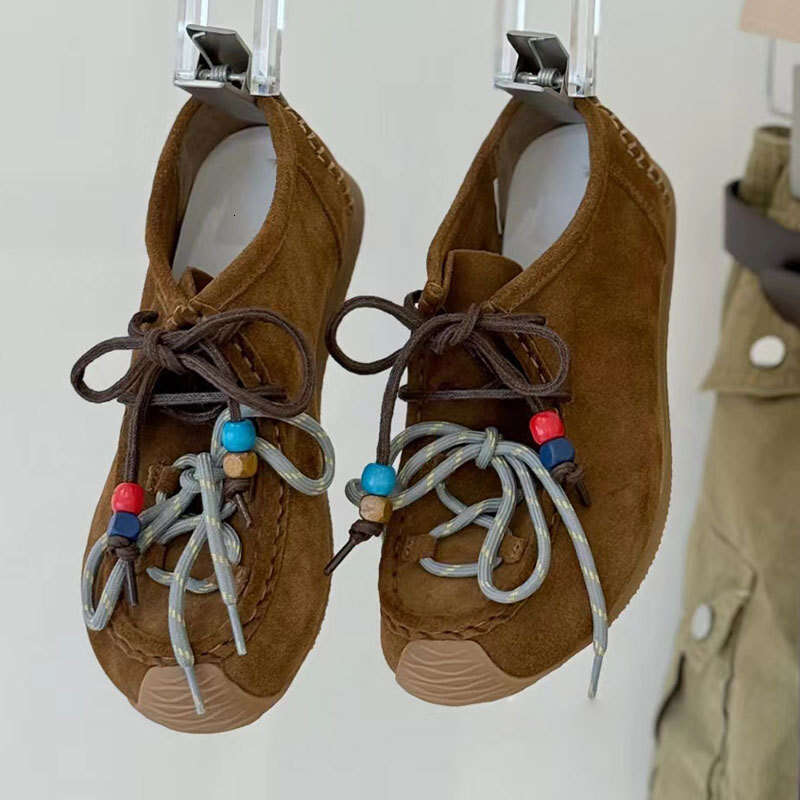 2025 New Matte Leather Double Lace Ins Lightweight Breathable Loafers Women's Casual Versatile Slip-On Shoes