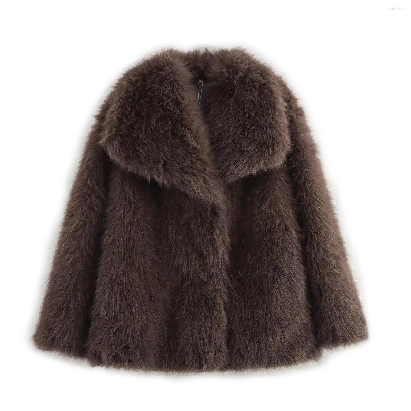 Women's Jackets Cross-border Trade Wholesale 2025 Autumn And Winter Artificial Fur Jacket Ladies Loose Long Sleeve Short