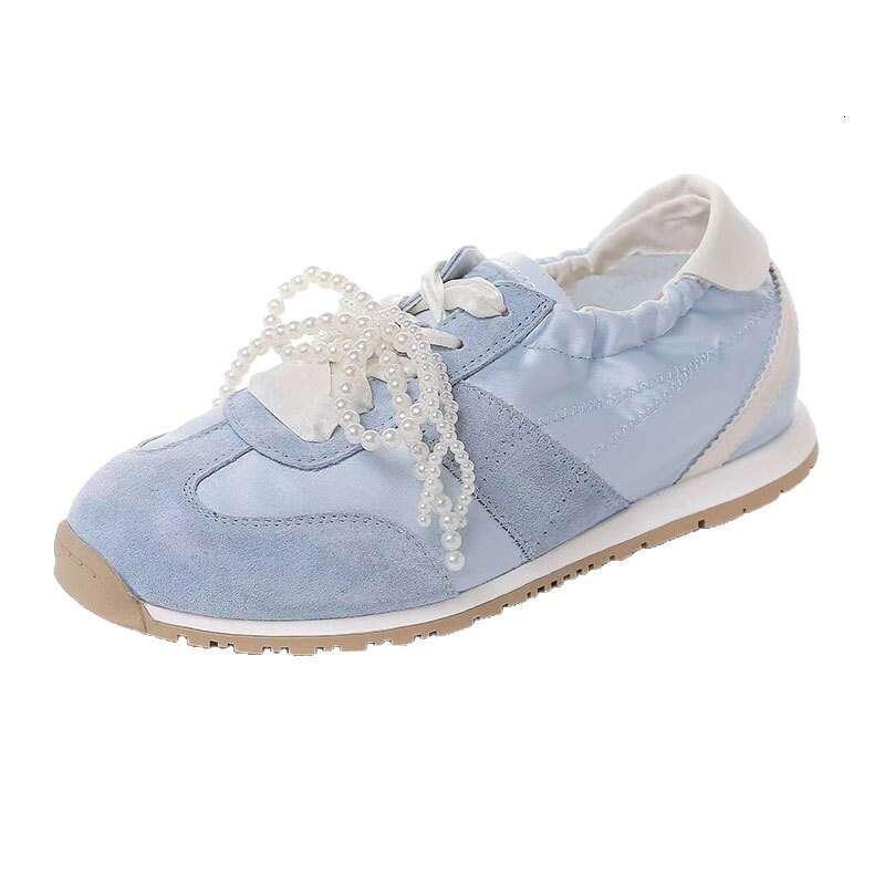 Korean Style Beaded Bowknot German Training for Women 2025 Summer New Breathable Soft Sole Campus Sports Forrest Gump Shoes