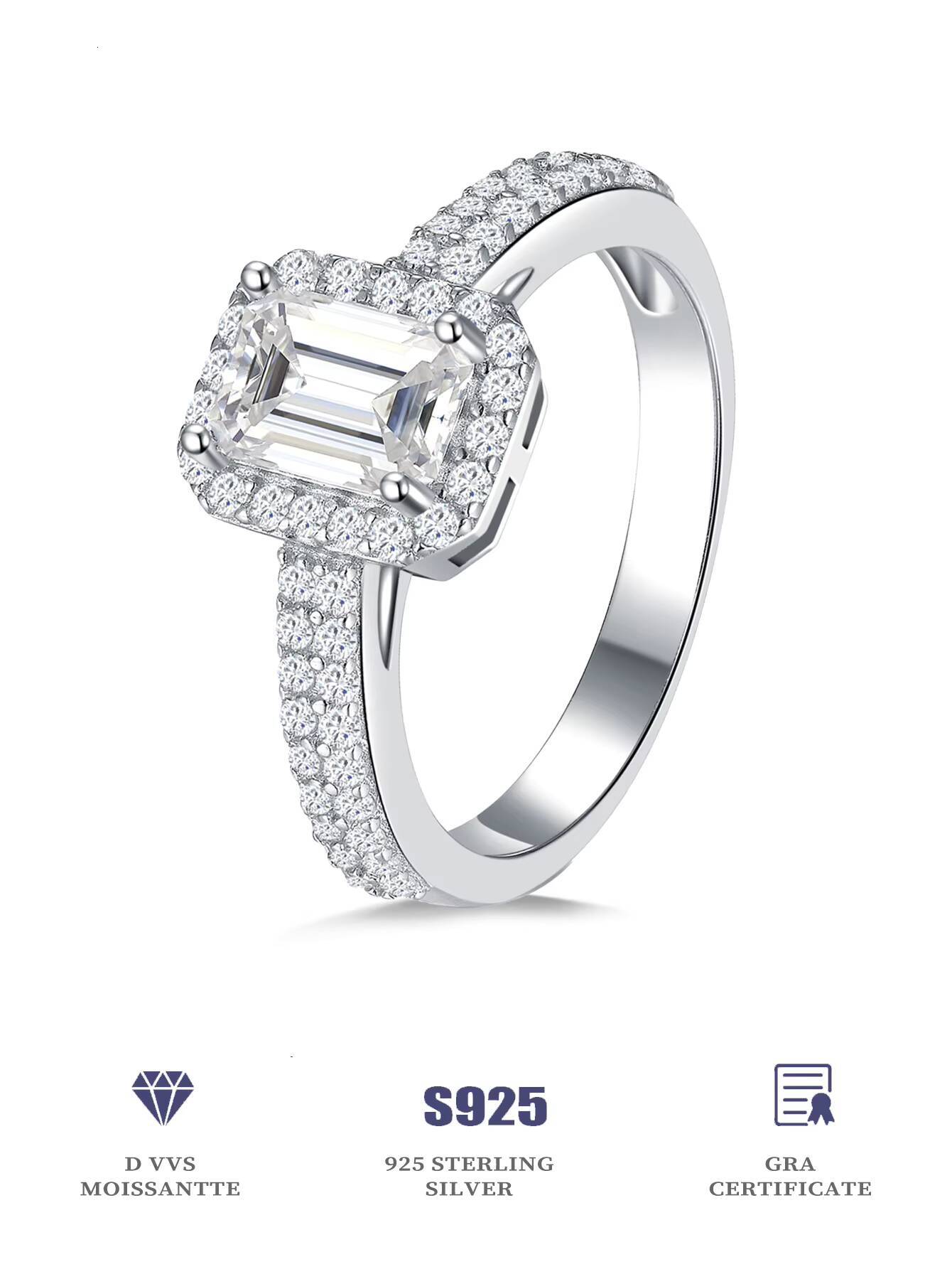 Lab Grown Diamond Ring Fine Jewelry S925 Sterling Silver Women Moissanite Wedding Finger Ring