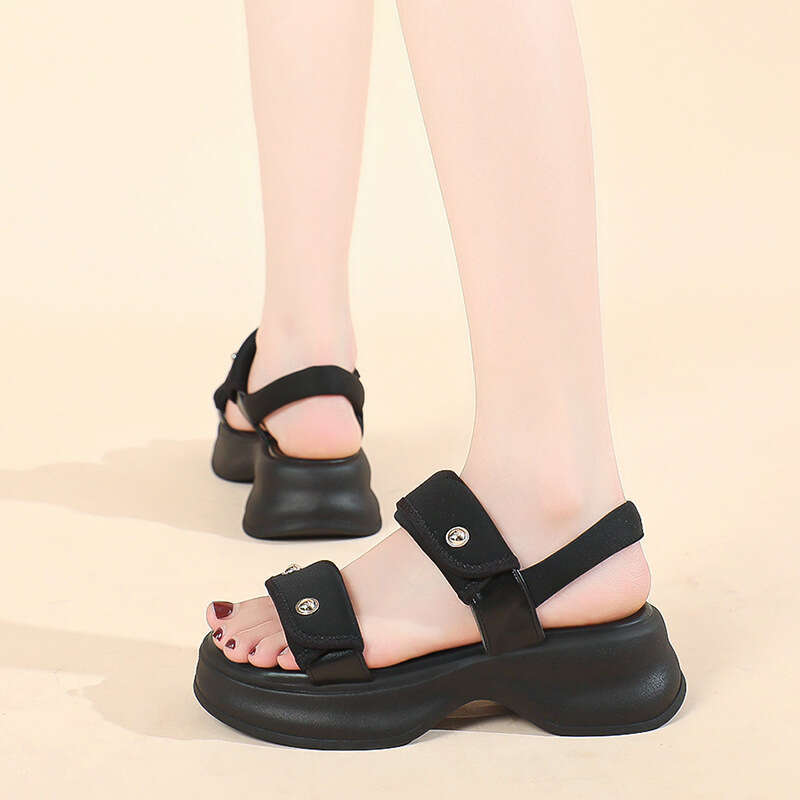 2023 Summer New Women's Outdoor Thick Height Increasing Casual Soft Sole Platform Beach Slide Sandals