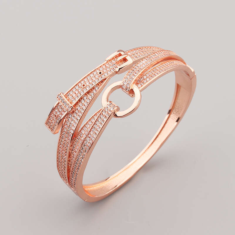 Trendy Fashion Women's Full Dia Elegant Belt Bracelet Gold-Plated Jewelry