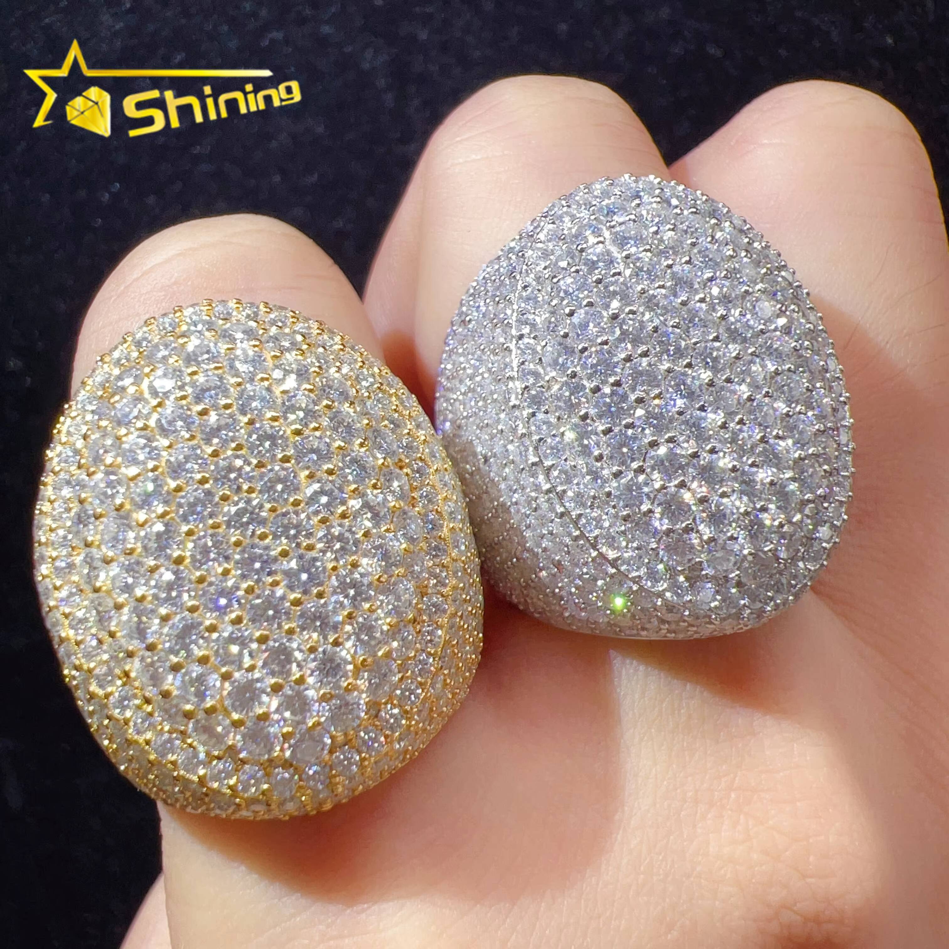 Pass Diamond Tester Iced Out Custom VVS Moissanite Hip Hop Sterling Silver 925 Rings