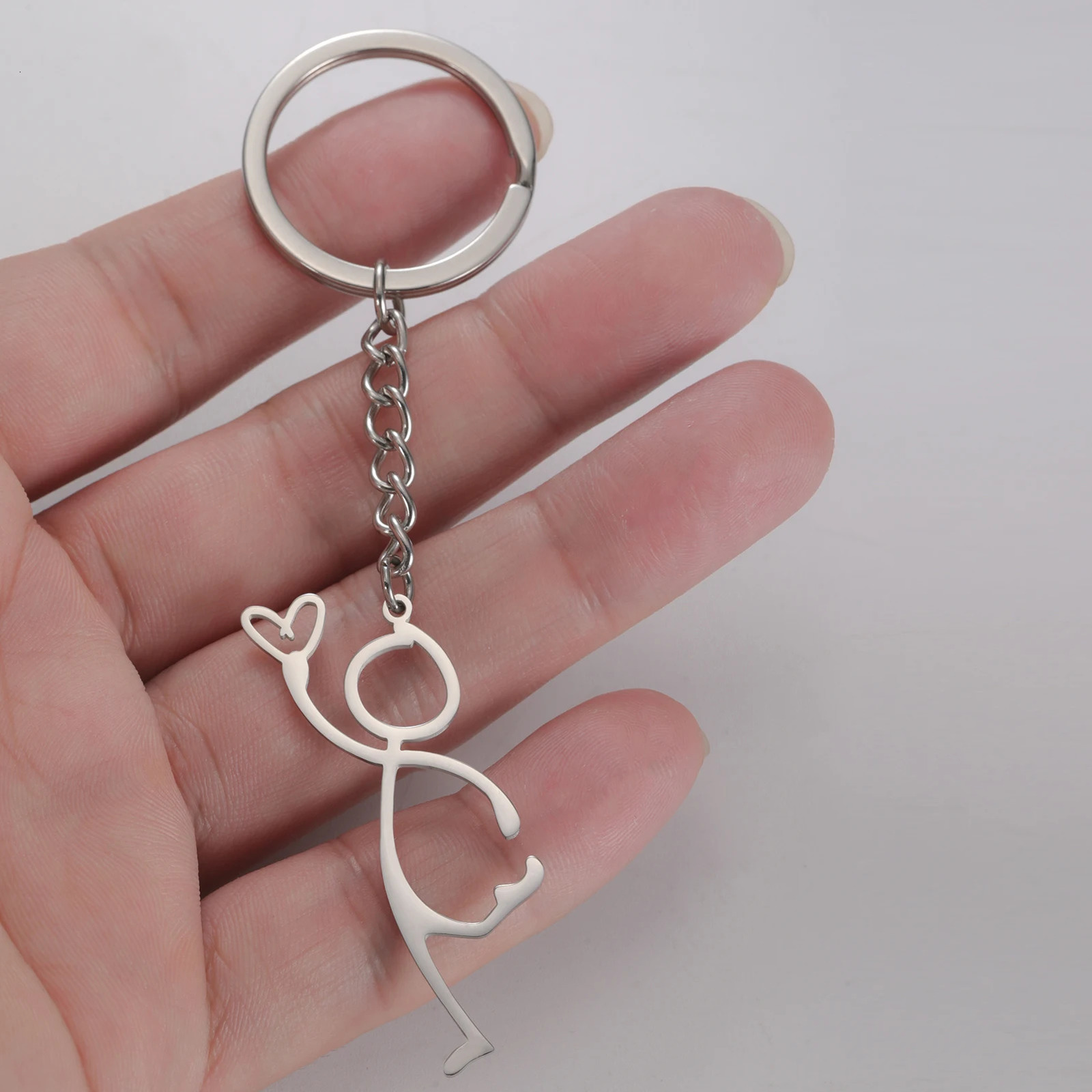 Lucktune Abstract Human Figure With Heart Keychain Stainless Steel For Bags Fashion Charms Jewelry Bag Body Kit Gifts 250811