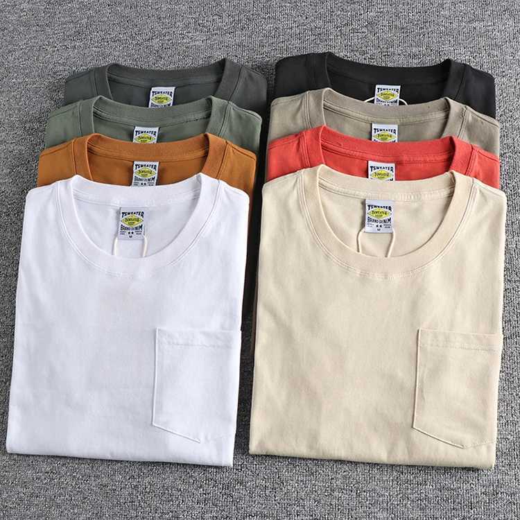 Simple Design Cotton Pocket Washed T-Shirt for Men Basic Style with Pure Color and Short Sleeves Y250819