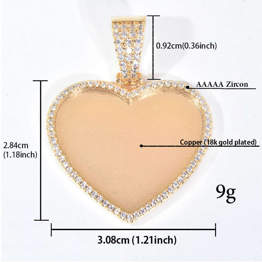 Hip-Hop Epoxy Photo Round Moissanite chain Heart Pendant Couple DIY Creative Special Accessories Necklace Jewelry