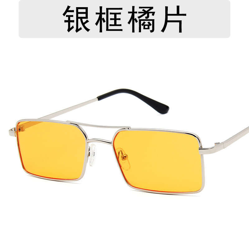 Trendy New Fashion Personality Double Bridge Square Frame Sunglasses Designer Ocean Lens Metal Glasses