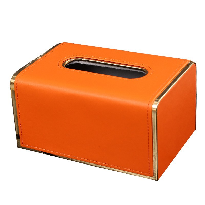 Style Orange Leather Multi-Function Desktop Tissue Storage Box R250626 ddmythur ddmythur