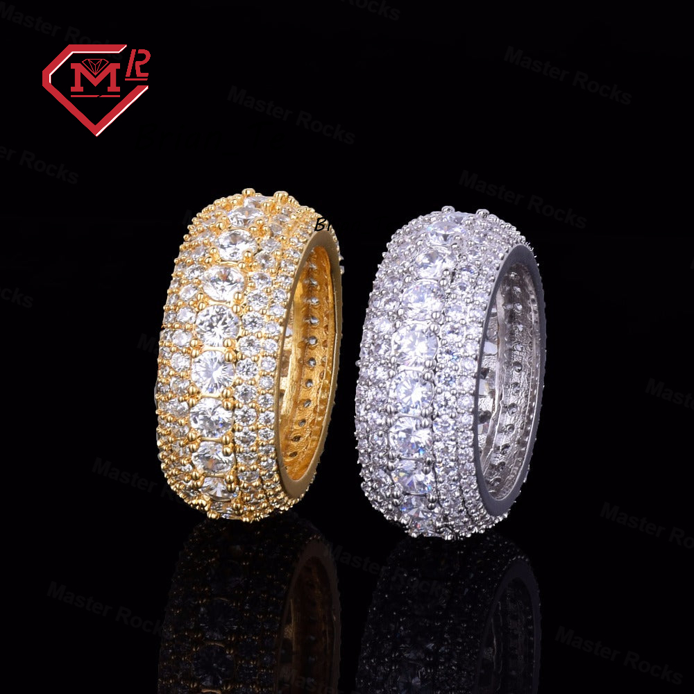 Mens Silver Ring Moissanite Custom Bling Sparkly Cuban Ring Iced Out Gra Certificated Moissanite Tennis Ring