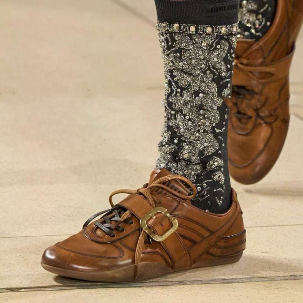 Cowhide Version~ Genuine Leather Niche Vintage Heavy-duty Lace-up Forrest Gump for Women Versatile One-strap Casual German Training Shoes