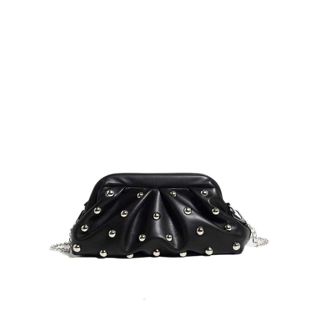 New 2025 Bags Pleated Rivet Clutch Designer Dumpling Chain Shoulder Crossbody Women's Bag