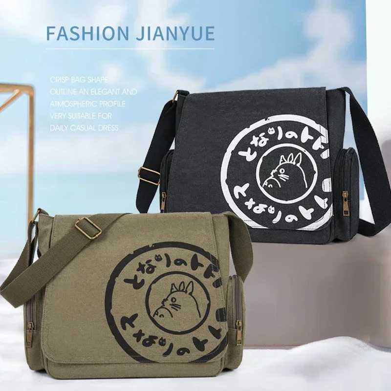 cute cartoon womens canvas crossbody bag large capacity handbag womens shoulder bag Y250819