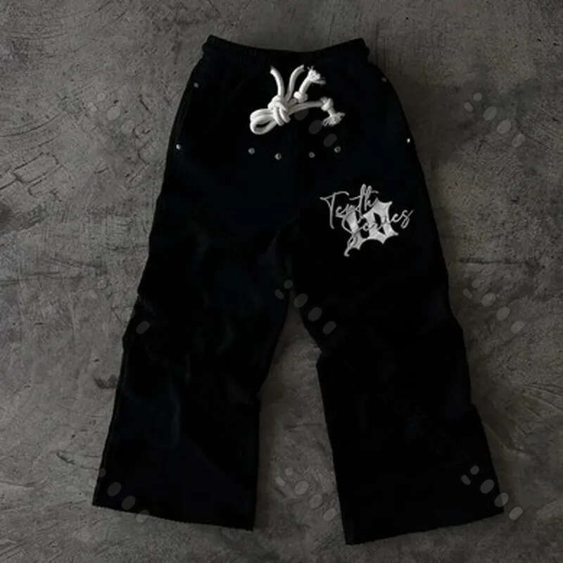 Men's Pants Streetwear Y2K Sweatpants Mens Haruku Hip Hop Letter Embroidery Baggy Casual Elastic Waist Jogging Z260315