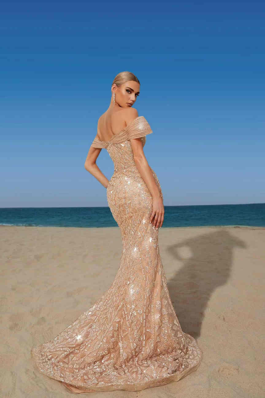 Sparky Customized Evening Dress Off Shoulder Sleeveless Mermaid Prom Party Crystal Beadeds Special Occasion Dresses