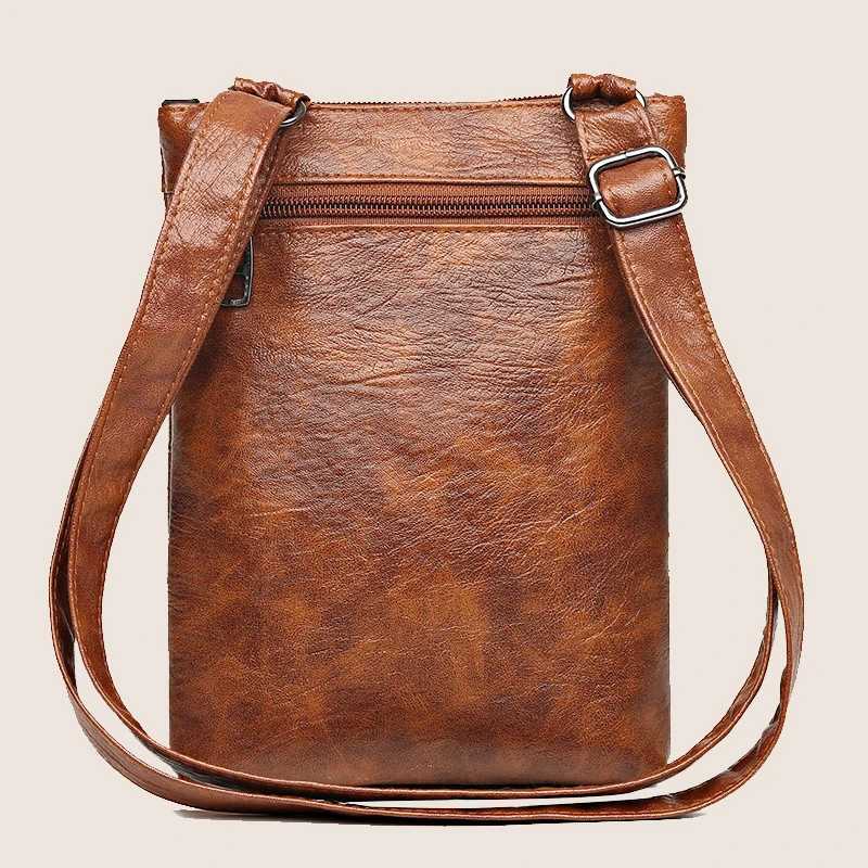 Ladies soft leather shoulder bag mobile phone bag layered bag mailman one shoulder designer ladies handbag wallet Y250819