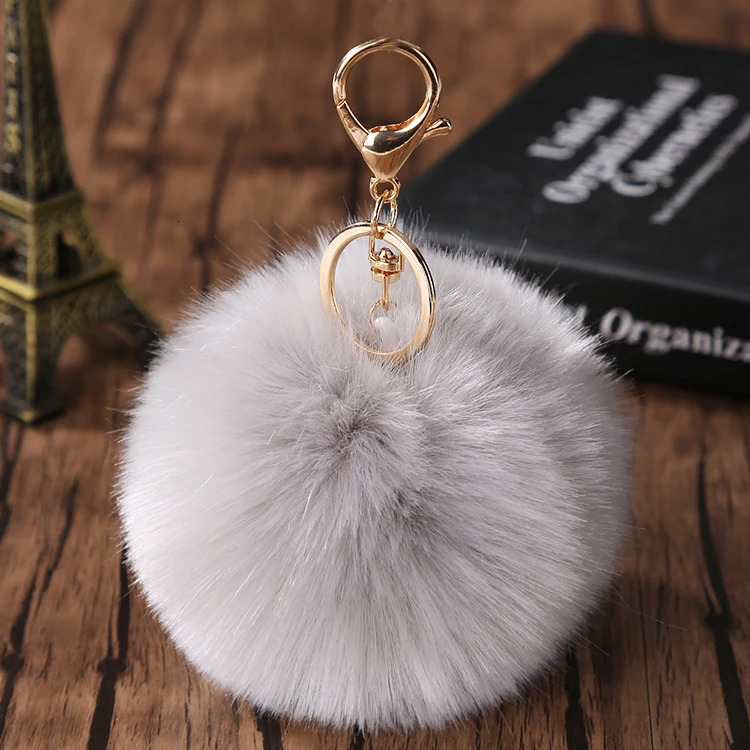 Trinket Fluffy Artificial Rabbit Fur Ball Key Chain 8cm Pompons Keychain 21 Color Women Car Bag Ring Hang Jewelry 250811