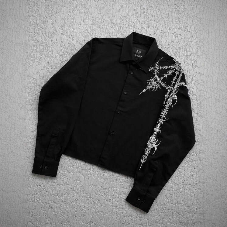 Gothic Dark Style Long Sleeve Shirt For Men High Street Loose Button Trendy Y2k Autumn Top B5