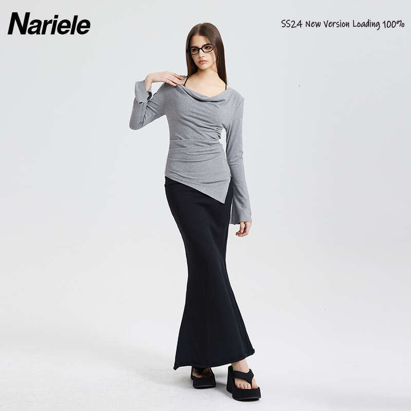 Heyhenry Trendy Brand Pure Desire Sweet Spicy Girl Irregular Off-Shoulder Top Design Sense Niche Base Shirt For Women B5