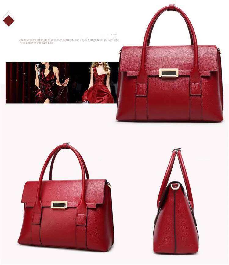 New Genuine Leather Briefcase Women Handbags Large Capacity Ladies Fashion Cowhide Shoulder Messenger Bags Portable